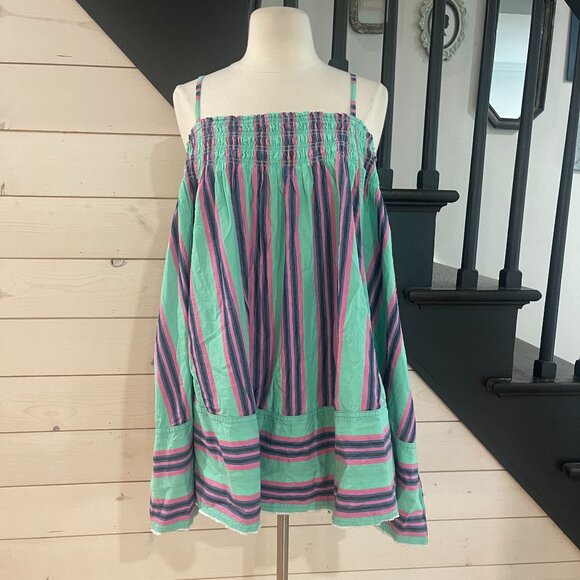 014 Free People Pajama Party Tunic Top NWOT Pink Green Combo Size XS - Picture 1 of 11